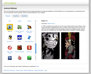 Robot 13 featured in the Android Market Android Market screenshot